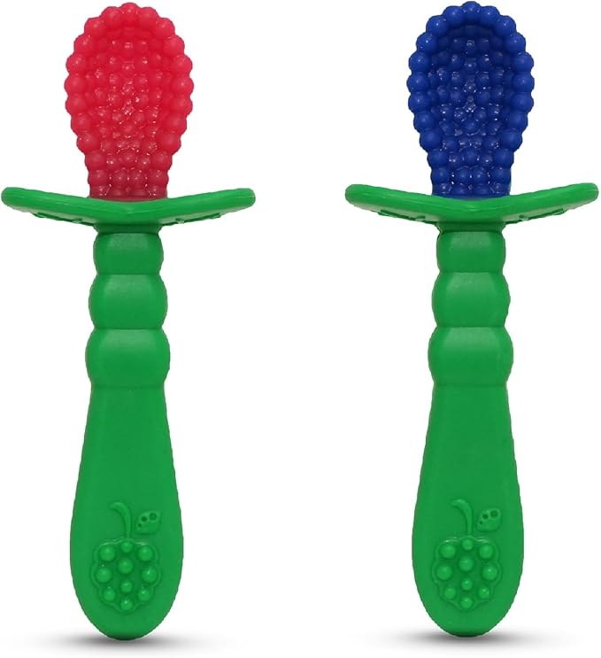 RaZbaby RaZberry Infant Training Spoon, 6m+ (Red & Blue, 2 Count (Pack of 1))