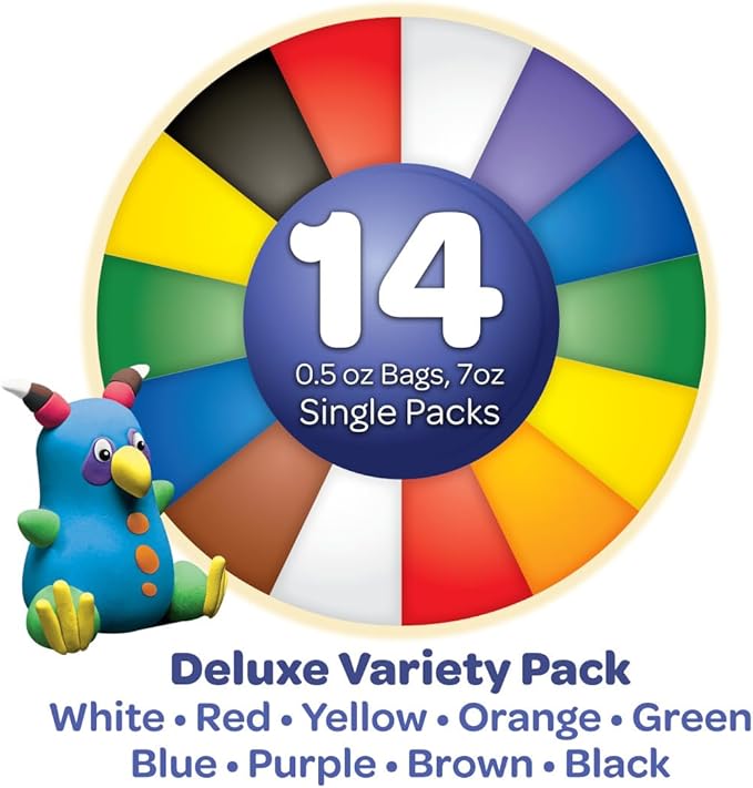 Crayola Model Magic Deluxe Variety Pack (14 Packs), Kids Air Dry Clay, Modeling Clay Alternative, Craft Supplies for Teachers, 7oz