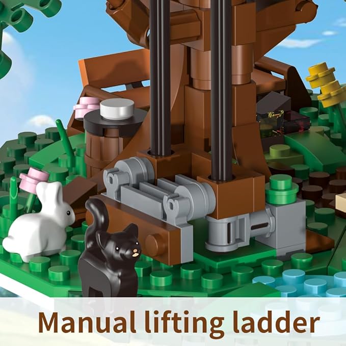 Tree Building House Set with LED,Street View Tree Building Blocks Toy, Gift for Adult,Boys Girls Age 14+，Mini Brick 1020pcs (Not Compatible with Lego)