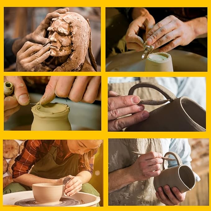 Pottery Supplies Clay Tools for Sculpting, Yagugu 39Pcs Basic Wood Ceramics Carving Polymer Clay Tool Supplies kit Supplies for Kids Adults and Artists Modeling Shaping Building for Art&Craft Gifts