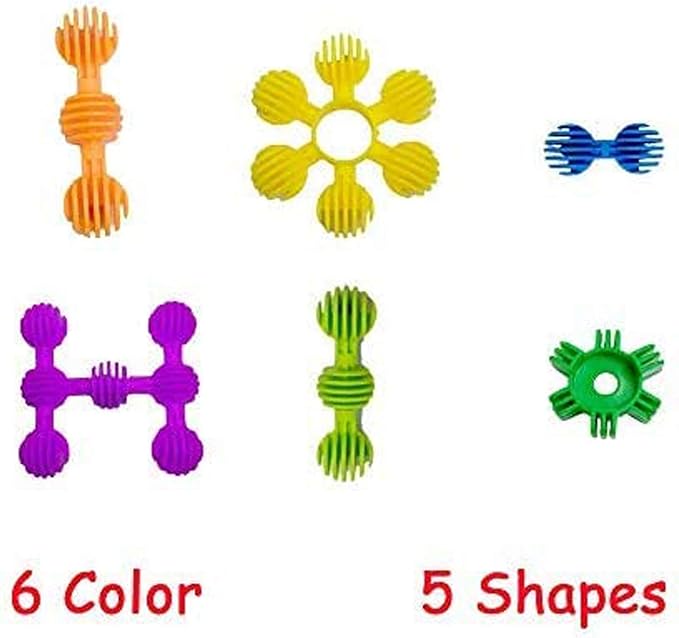 RAINBOW TOYFROG Star Flex STEM Building Toys - 70 Connector Blocks for Kids with Tote - Kindergarten STEM & Preschool Table Top Toys - Open Ended Building Blocks for Boys and Girls 3 Years Old & Up