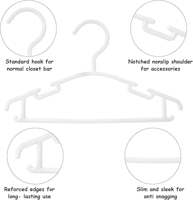 GoodtoU Baby Hangers 100Pack Kids Hangers Plastic Baby Hangers for Closet Children Hangers Infant Hangers Toddler Hangers Small Hangers