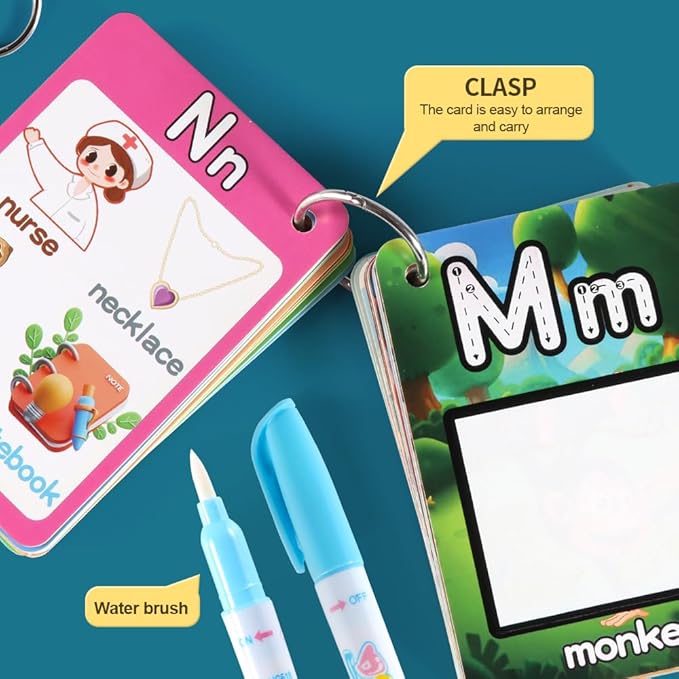 Water Coloring Books for Toddlers, Aqua Painting Book for 18+ Months, Magic Paint Set for 2 3 4 5 Years Old, Alphabet Flash Cards ABC Learning, Road Trip/Airplane Travel/Car Activities Essentials Kids