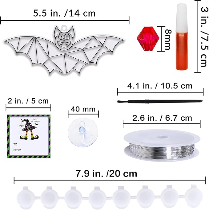 Winlyn 27 Sets Halloween Craft Kits Halloween Bat Suncatchers Ornaments Decorations DIY Window Paint Art Suncatchers Bat Suncatchers Painting Kits for Kids Halloween Classroom Activities Art Projects