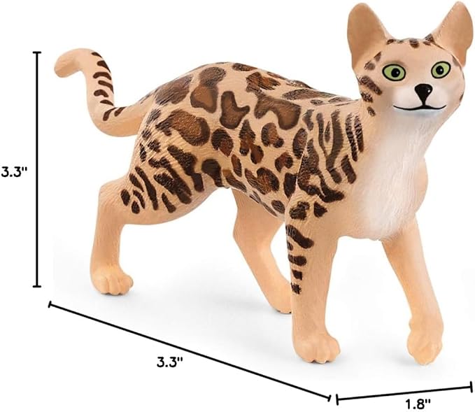Schleich Farm World, Realistic Cute Cat Toys for Boys and Girls Ages 3 and Above, Bengal Cat Toy, 1 Count (Pack of 1)