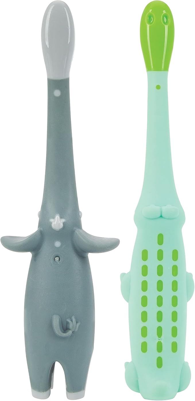 Dr. Talbot's Toddler Training Toothbrush for Kids - (2-Pack) - 6+ Months - Alligator/Elephant
