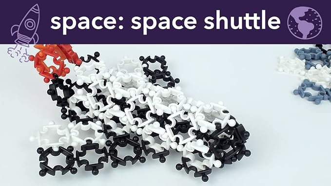 Space (90 pcs) Eco-Friendly 4D STEM Building Toy for Creative Kids | Space Shuttle Toy, Rocket, Satellite, Fighter Jet | Durable | Hours of Fun | Party Activity | Birthday Gift Idea