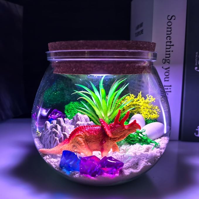 Dinosaur Terrarium Kit for Boys - DIY Terrarium Kit for Kids - Coolest Glow Dinosaur Toy Gifts for Boys and Kids - Birthday Gift for Boys Ages 4 5 6 7 8-12 Year Old