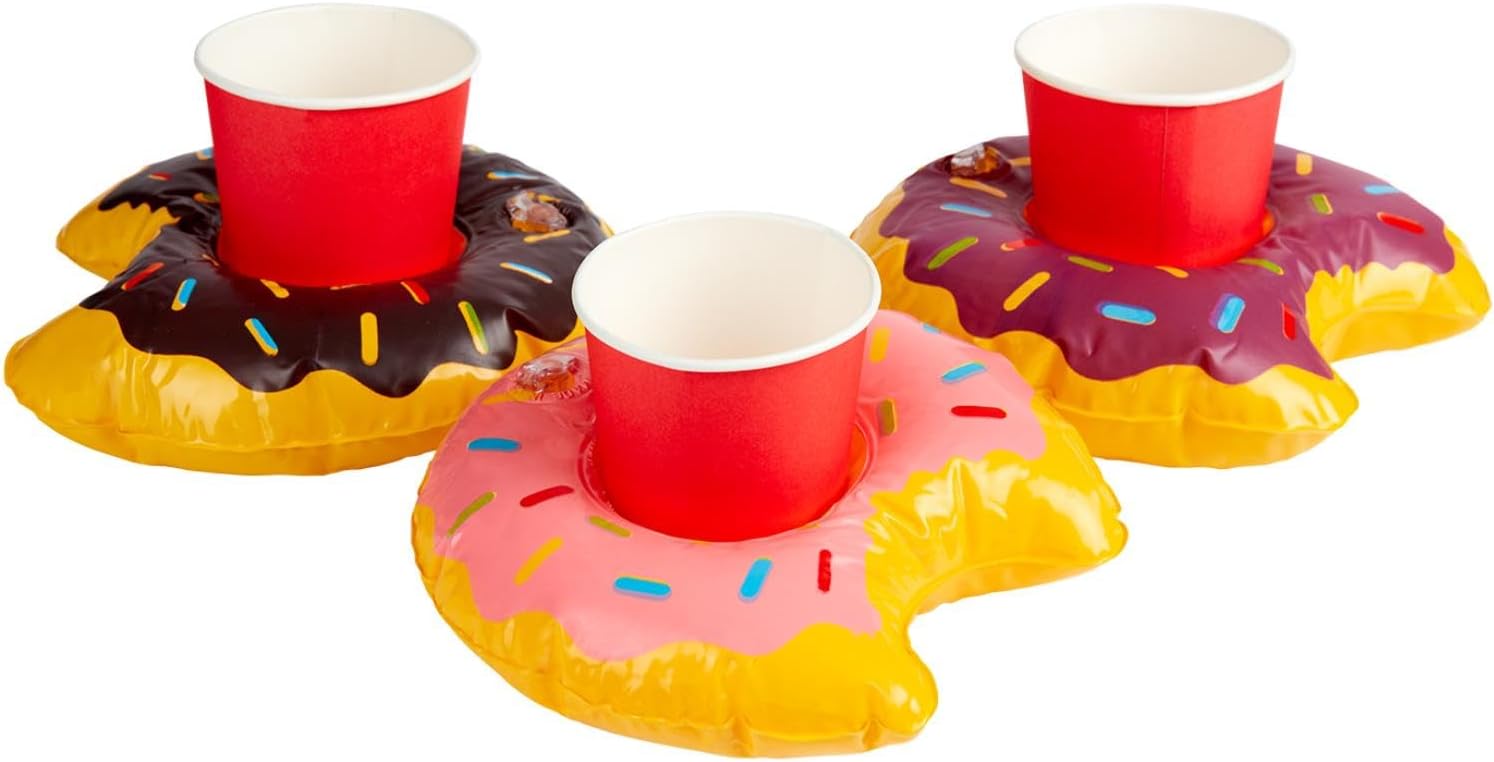 Smiffys 50886 Inflatable Donut Drink Holder Ring, Unisex Adult, Multi-Colour, One Size