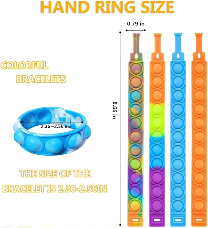 50pcs pop Bracelet,Random Pop Bubble Fidget Sensory Toys, Pop Toy Bulk for Party Favor, Classroom Student Prizes Easter Basket Goodie Bag Stuffers Christmas Valentine Gift for Kid