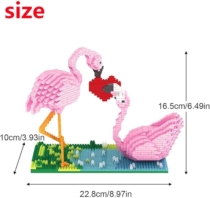 Larcele Micro Building Blocks Mini Building Toy Bricks,1500 Pieces KLJM-02 (Flamingo)