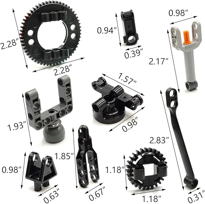 DSPITWOD MOC Technical Wheels Connectors Rack Gear Car Building Brick Accessories Pieces Sets STEM Learning Kits Engineering Toy Gift for Kids …