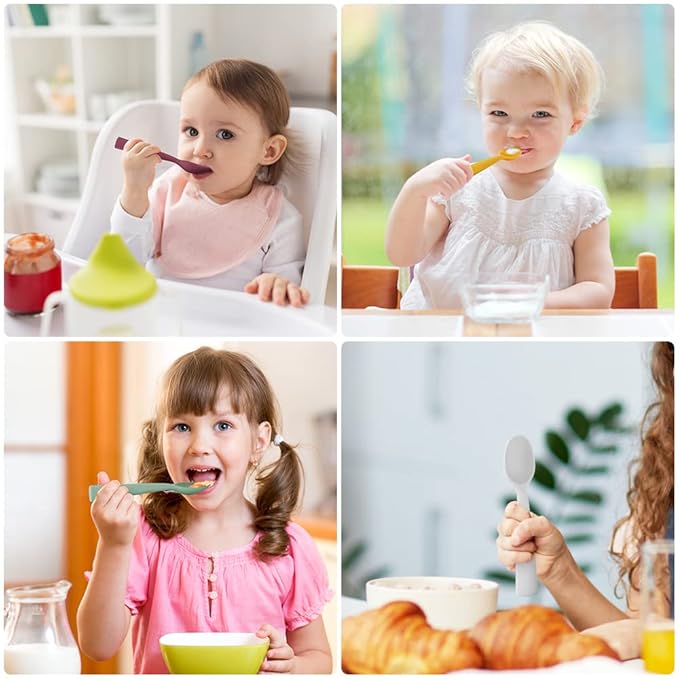 Vicloon Silicone Baby Feeding Spoons, 7 PCS Baby Spoons, First Stage Feeding Spoons for Infants, Silicone Baby Spoons Ultra-Durable & Chewproof, Silicone Feeding Spoons Dishwasher Safe,Baby Utensils