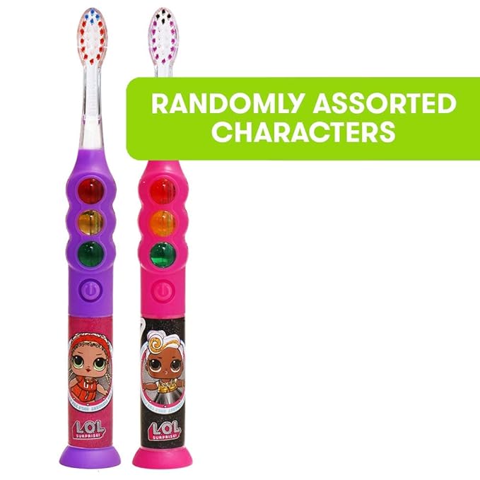 Firefly Ready Go Light Up Timer Toothbrush, L.O.L. Surprise!, Premium Soft Bristles, 1 Minute Timer, Less Mess Suction Cup, Battery Included, Easy Storage, Dentist Recommended, Ages 3+, 1 Pack