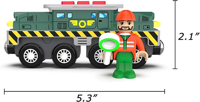 Train Toys for Wooden Train Tracks, Green Tank Battery Operated Locomotive with Magnetic Trains, Motorized Train Compatible with Thomas & Friends, Brio, Chuggington, Electric Train Sets for Kids