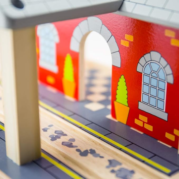 Bigjigs Rail Wooden Railway Station, Wooden Toys, Wooden Train Set, Train Set, Bigjigs Train Accessories, Wooden Train Track Accessories, Train Toys, Wooden Toys for 3 Year Olds