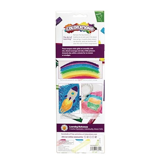 Colorations Metallic, Neon, Tempera Paint Sticks, Set of 12, Quick Drying, Non Toxic, Easy to use Paint, Mess Free Paint, School Supplies, Art Supplies, Craft Projects, Children, Arts & Crafts