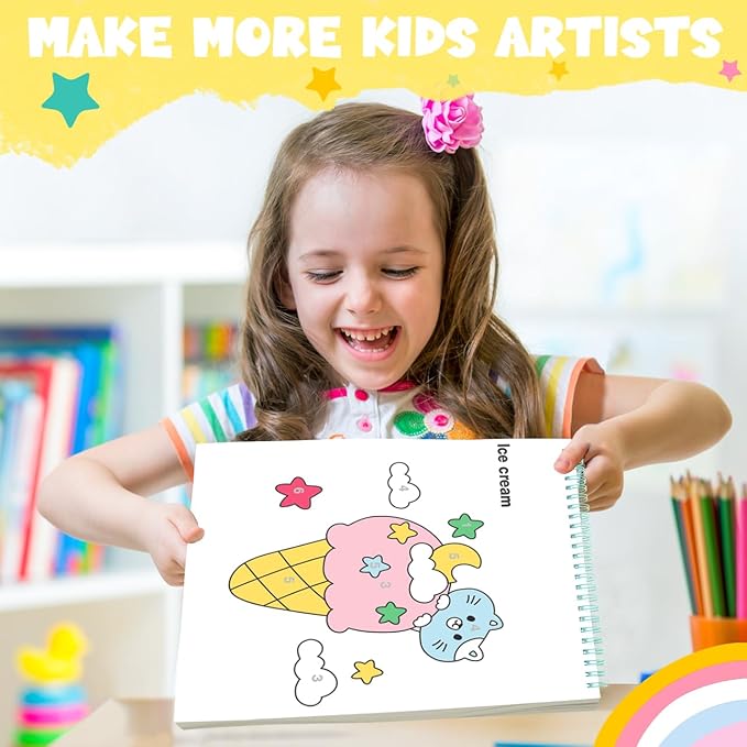 ZMLM Paint with Water Books for Kids - Easter Basket Stuffers Mess Free Coloring Activity for Toddlers - Arts & Crafts Gifts Toys for Valentines Birthday Christmas Boy Girls Ages 4 5 6 7 8(Food)