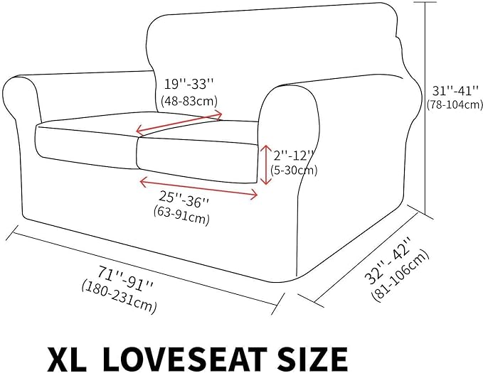 MAXIJIN 3 Piece Stretch Couch Covers for 2 Cushion Couch Sofa Slipcovers with 2 Extra Large Seat Cushion Couch Jacquard Loveseat Sofa Couch Cover for Dogs (2 Cushion Sofa, Dark Gray)