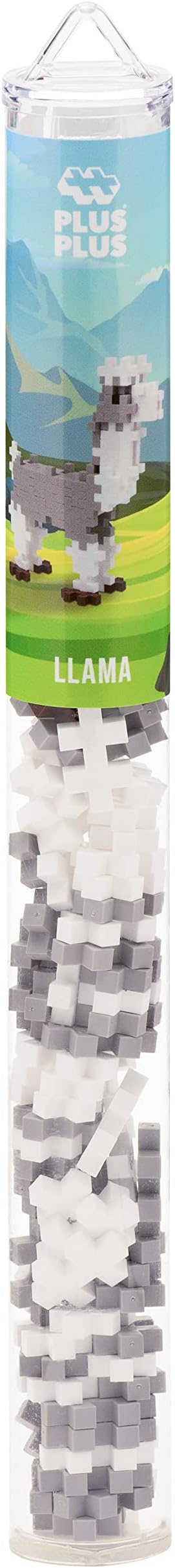 PLUS PLUS 3D Animal Figurine Building Block Set, 70 Mini Interlocking Puzzle Pieces, Fun STEM Toys for Kids - Llama Mini Maker Tube