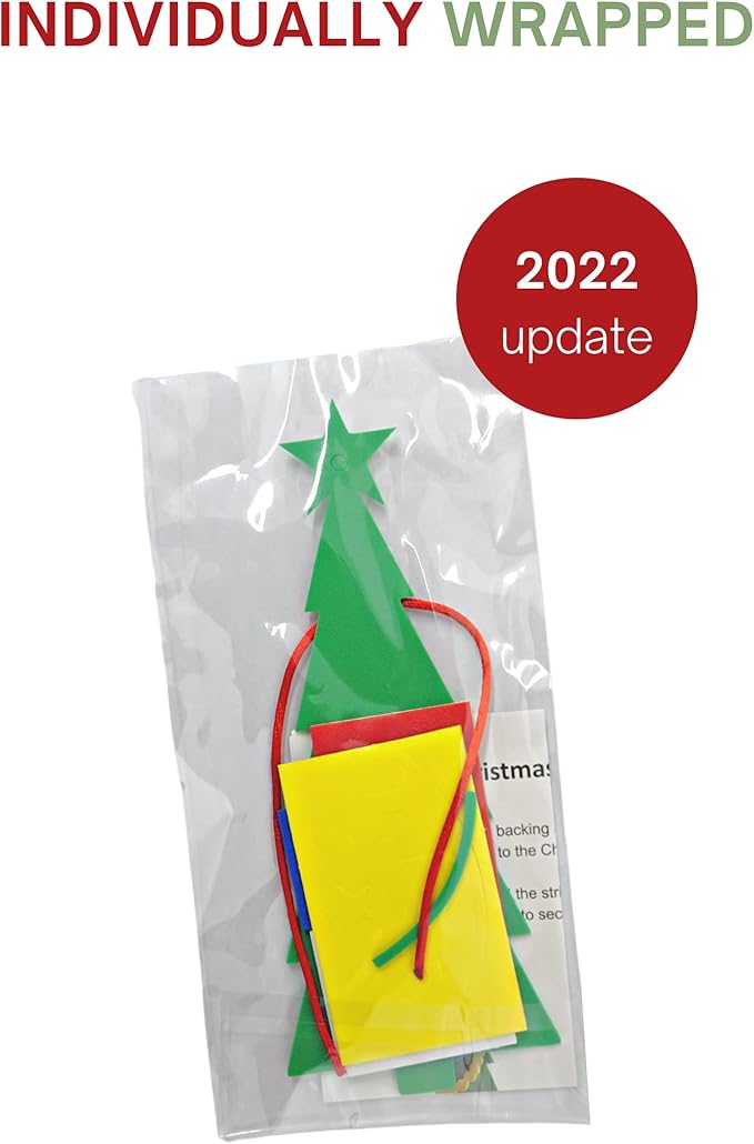 4E's Novelty 24 Pack Christmas Tree Ornament Craft for Kids, 516Pcs Bulk Foam Self Adhesive Individually Wrapped, Christmas Crafts for Kids Ages 4-8, 3-12, Toddler Holiday DIY Classroom Activities