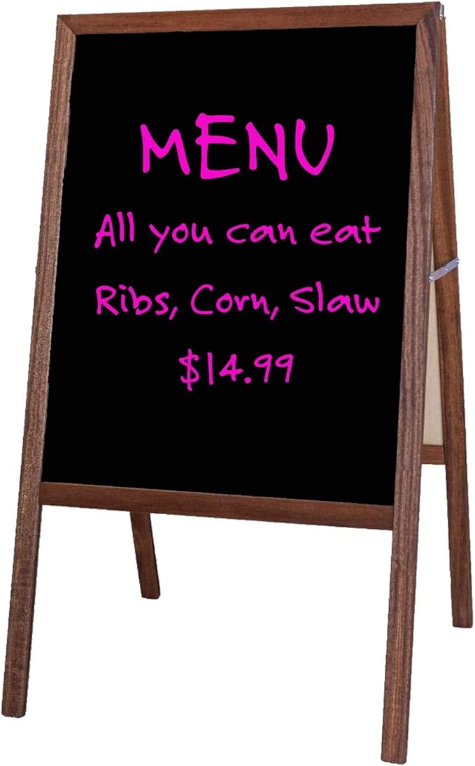 Flipside Products Marquee Easel, Stained Hardwood, White Dry Erase/Black Dry Erase, Menus, Announcements, Restaurants, Coffee Shops, Sale