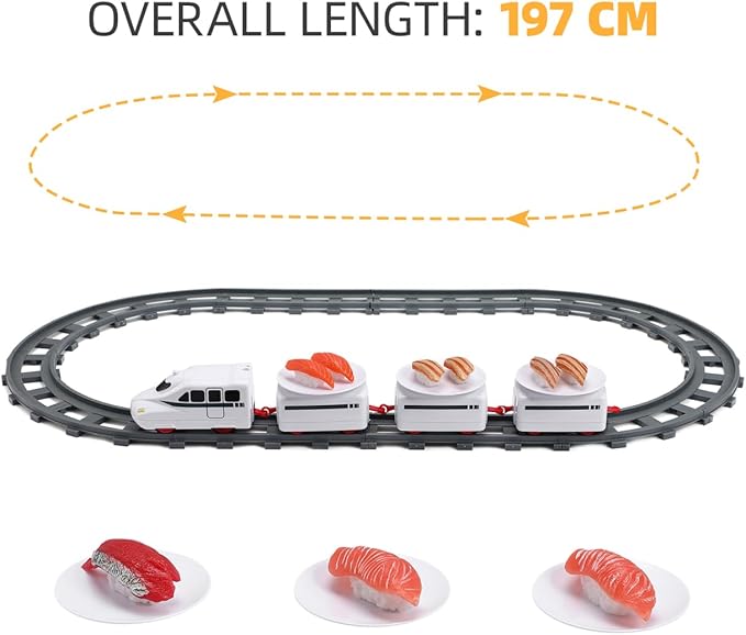 Sushi Train Toys - Child Day Rotating Sushi Bar Train Goes Around Train Toys Japanese Sashimi Plates Sushi Serving Tray for Child Days of Week DIY Sushi Making Supplies