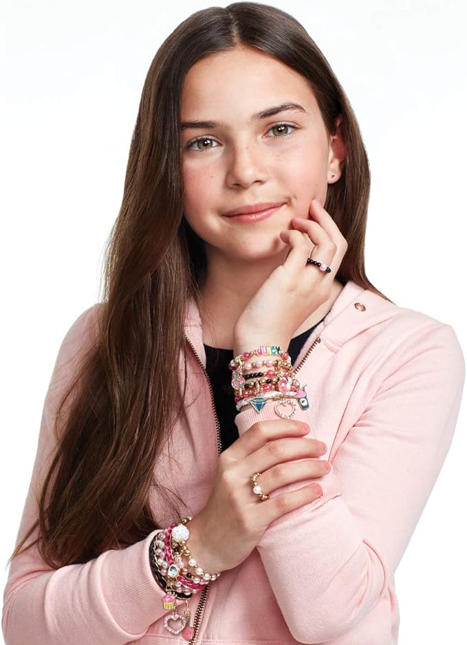 Make it Real - Juicy Couture Pink and Precious Bracelets - DIY Charm Bracelet Kit with Beads for Tween Jewelry Making - Jewelry Making Kit for Girls