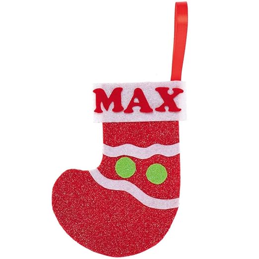 Baker Ross AX295 Christmas Glitter Felt Sheets - Pack of 10, Creative Art Supplies for Kids, Seasonal Crafts and Decorations