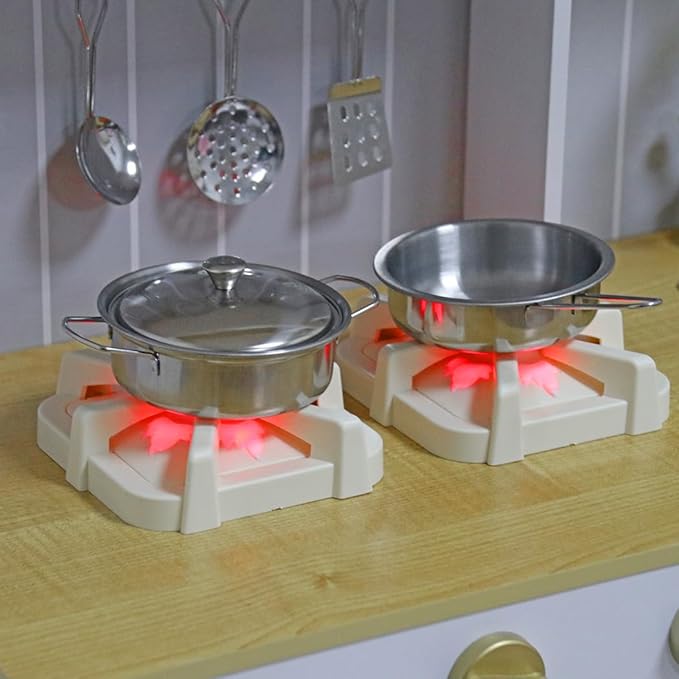 Kids Kitchen Playset,Children Play Kitchen for Toddler,Baby Toy Kitchen Set,Pretend Wooden Kitchen,Birthday Gifts with Play Sink Toy,Lights Sounds, Cooking Set for Kids Ages 1+Boys Girls