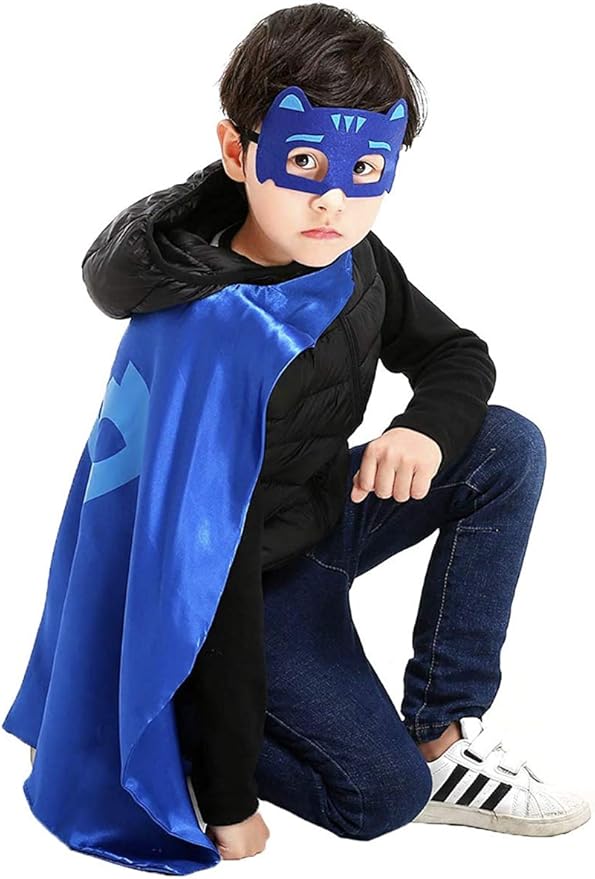 Bulk Superhero Capes for Kids - Satin Capes and Felt Masks With Embodied Three Bracelets for Boys and Girls Superhero Toys Costume 2-12 Year for boys party Gifts P-J