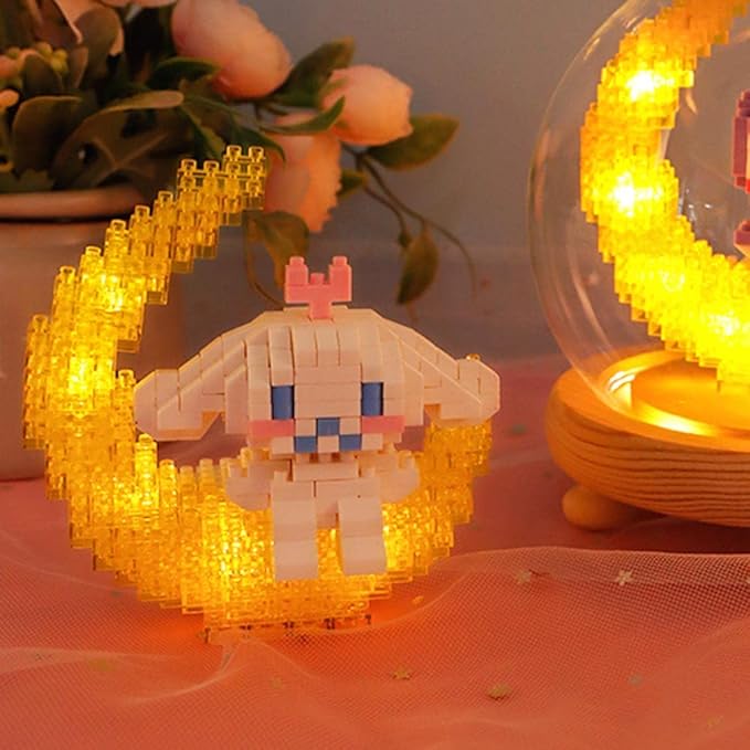 Cinnamoroll Dog Mini Cartoon Building Block with Led Lighting Kit,Cute Anime Figures Toys Desk Accessories,Birthday Gift for Adult Kids Ages 6+,356PCS