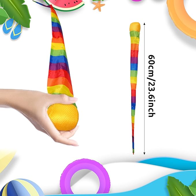 Chalyna Throw and Catch Ball, Rainbow Tail Foam Ball Sports Comet Balls Soft Colorful Play Playground Toys Bulk for Indoor Outdoor Kids Adults School Training Gift, 23.62 Inch Long