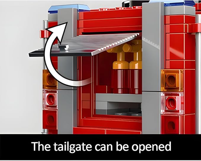 City Ladder Fire Truck Building Blocks Set (711 pcs) Fire Station Firetruck Bricks Collectible Fire Engine Building Kit Model Gift for Boys and Girls Adults Christmas and Birthday