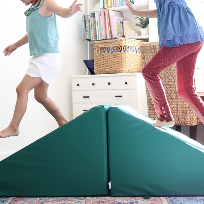 Foamnasium Mega Wedge Set, Indoor Foam Playset, 2 Piece Soft Toddler and Active Kids Play Foam Climber for Crawling, Climbing, Sliding and Jumping, Made in The US, Enhanced Navy