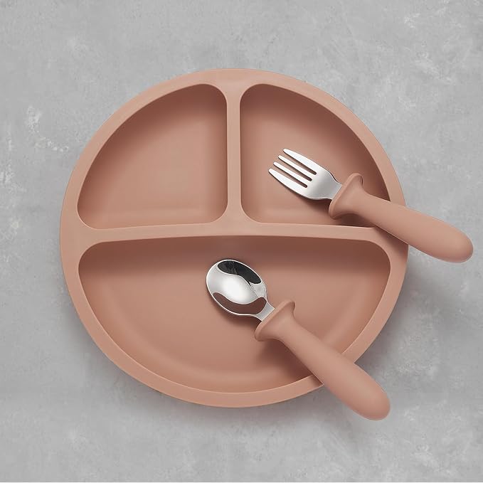 6 Pack Toddler Utensils, kids Silverware with Silicone Handle, 18/8 Stainless Steel Children Safe Spoons and Forks Set Baby Feeding Essentials, Dishwasher Safe