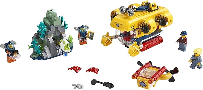 LEGO City Ocean Exploration Submarine 60264, with Submarine, Coral Reef Setting, Underwater Drone, Glow in The Dark Anglerfish Figure and 4 Explorer Minifigures (286 Pieces)