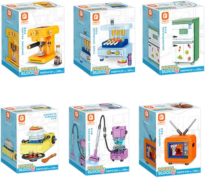 Girls Building Set, 6PCS Mini Electric Appliances Building Blocks Toy for Kids Age 6+, STEM Building Blocks Toy, Classroom Prizes, Birthday Gifts for Girls 707 Pieces