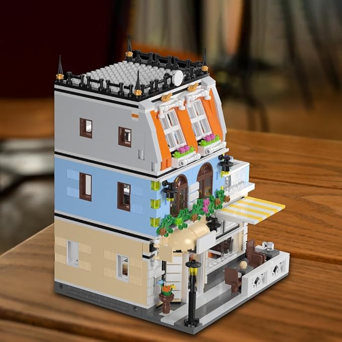 City Garden Hotel Building Sets,House Architecture Model Blocks Toys for Adults & Teens，1300 PCS Mini Bricks with LED(Not Compatible with Lego)