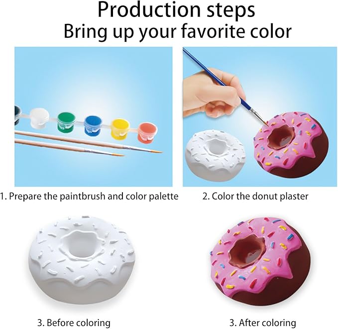XINJIDUO Painting Interests Doughnut Plaster DIY Painting, Dessert Decoration Girl's Heart Plaster Mold, paintable Plaster Figurine Painting Craft Toy.