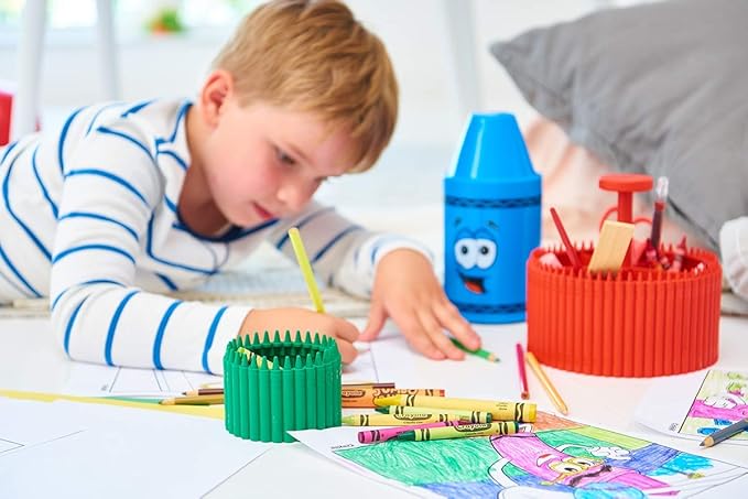 Crayola Crayon Cup for Kids - Colorful Pen, Pencil and Crayon Holder for Creative Kids Desk Organization - Cerulean, Suitable for Kids 3.5 Years and Up