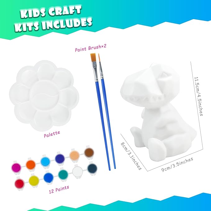 LTZFGZ DIY Dinosaur Lamp Arts and Crafts Supplies Kit for Kids Age 3 4 5 6 7 8 9, Painting kit for Kids 6-12, Crafting Home School Supply Set Kids Toys Birthday Gift for 3-12 Years Old Boys Girls