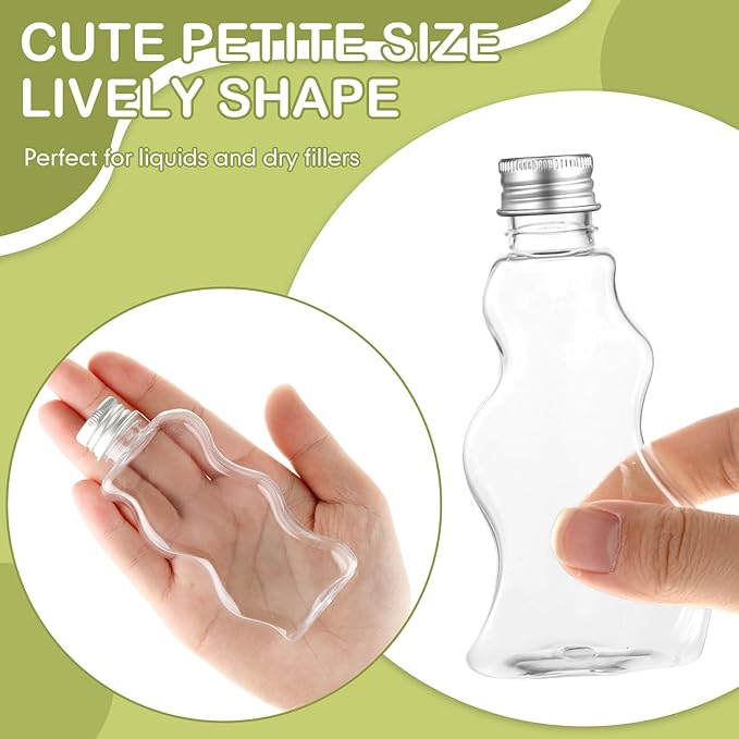 Yaomiao 30 Packs 2.5 oz Plastic Sand Art Bottles with Lids for Kids 3 Style Sand Art Clear Container for Sand Art Wedding Invitation Fun Art Craft Supply Boy Girl Decoration (Silver Lid,Aluminum Lid)