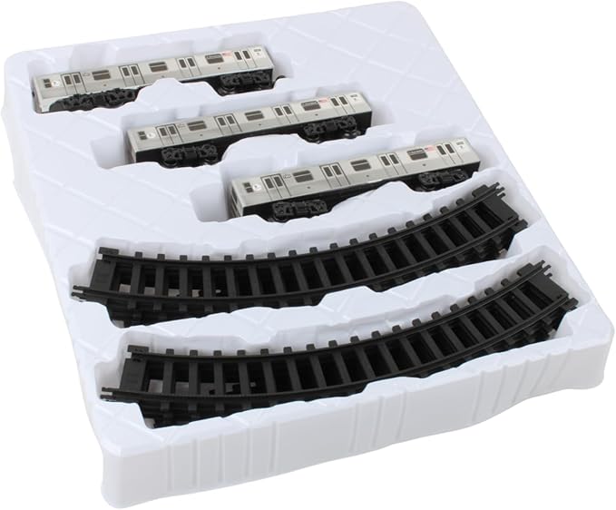 New York MTA New York City 3 Pc. Battery Operated Train Set with Track ,39" X 25",Silver