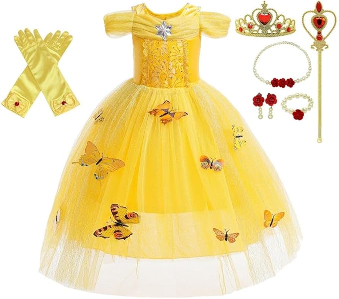 Dressy Daisy Toddler Girls' Princess Fancy Dress Up Costume with Accessories Halloween Outfit Butterfly Size 3T Yellow