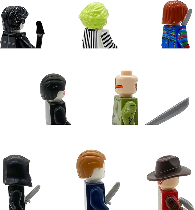 8PCS/Set 1.8" Horror Movie Characters Mini Action Figures Building Blocks, Miniature Figurines Toys Cake Toppers (Halloween)