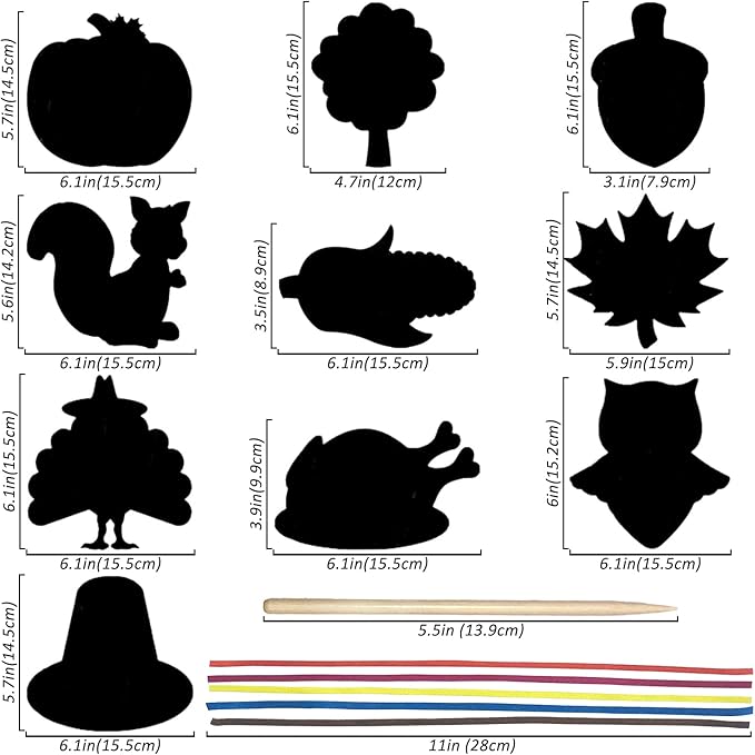 60PCS Thanksgiving Rainbow Scratch Art, Fall Paper Crafts for Kids, Thanksgiving Day Pumpkin Maple Turkey Hanging Ornament Decorations, Art Craft Supplies for Home Tree Classroom Decor