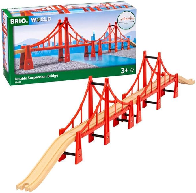 BRIO World - 33683 Double Suspension Bridge | Toy Train Set Accessory for Kids & Toddlers Age 3 and Up | Compatible with All BRIO Railway Sets | FSC Certified