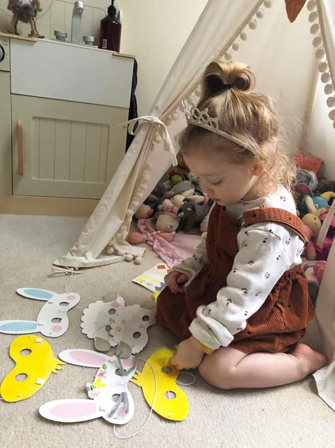 Talking Tables Easter Mask Making Craft Kit for Kids - Pack of 6 | Children Art Supplies, Fun Activities, Decorate for an Egg Hunt, Parade, Creative Gift (TSBUNNY-Masks)