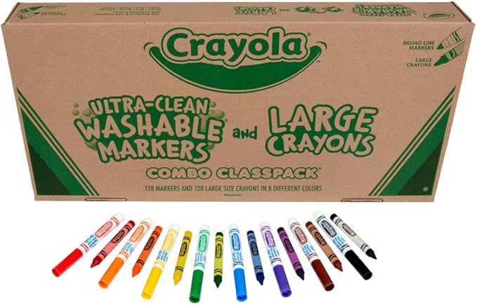 Crayola Large Crayons & Ultra Clean Washable Markers (256 Count), Assorted Colors, Styles Vary